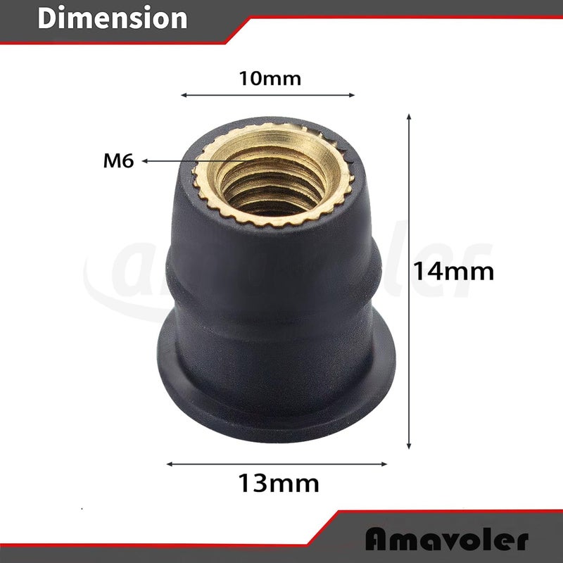 amavoler 10Pcs M6 Well Nuts Fairing Fasteners Windshield Motorcycle Accessories Screws Universal for Motorcycle Canoe, Boat, Kayak. (M6) - Image 3